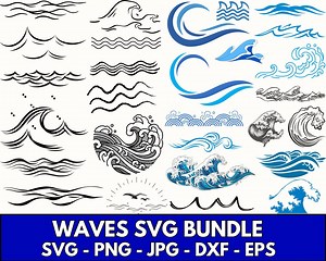Ocean Wave SVG Bundle: Beach Cricut Silhouette Vector (digital Download) - Etsy
