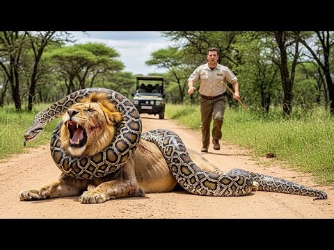 Ranger Fights Giant Python to Save Old Lion, What Happened Next Was Terrifying!