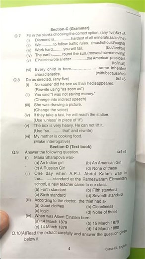 Mp कक्षा 9 अर्धवार्षिक पेपर || Class 9th English Peper Annual Exam 2023,9th अंग्रेजी paper