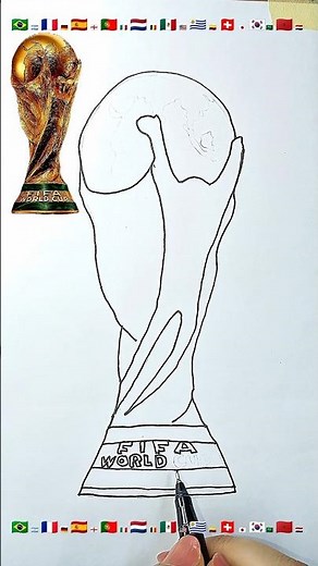 How to draw 🏆 the World Cup Trophy | Step by Step #worldcup #worldcup2026 #football #shortsfeed #art