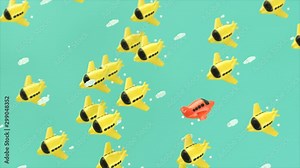 Planes 3d motion design concept