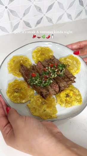 Delicious Skirt Steak and Tostones with Chimichurri Sauce Recipe