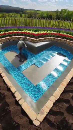 making a beautiful heart shape suiming pool