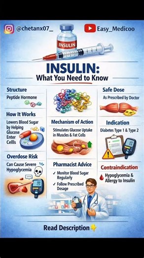 Insulin💊#insulin #diabetes #medicaleducation #medico #education #medical #pharmacology #shorts #fyp