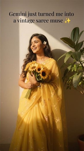 New Gemini Saree Trend | Vintage Photo Editing You Must Try 🌸 #shorts