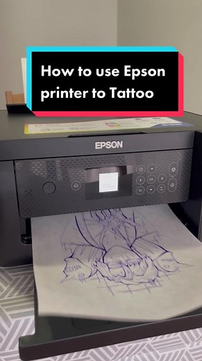 Today i’ll show you how to make a Stencil with an Epson Printer 🔥 Follow for Pt.2 How to apply it 🔥 #learnontiktok #lifehack #tattoo #epsonecotank #anime #fyp