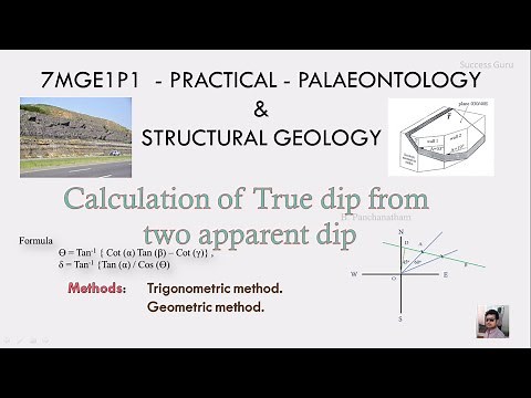 STRUCTURAL GEOLOGY - PRACTICAL - Calculation of True dip from two apparent dip.