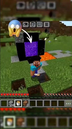 Building a Nether Portal in a Lava Pool Using a Water Bucket