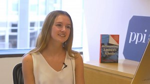 Phoebe Cribb '20, an Education and Political Science major from Manchester, England, interned this summer at the Progressive Policy Institute, a public policy think tank in Washington, D.C. Phoebe is creating a how-to guide for state legislatures about Innovation School Networks, a school model that has been implemented in her native Manchester. | Bryn Mawr College