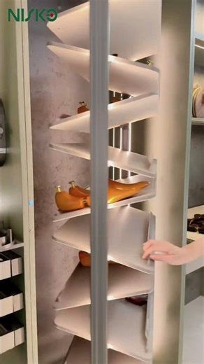 360° Rotating Shoe Rack Demo: Built - in Lights & Aluminum Design