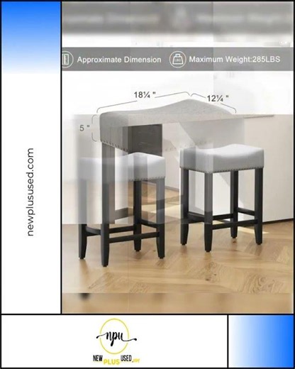 NEW Ergonomic Upholstered Bar Stools Set for Kitchen Island