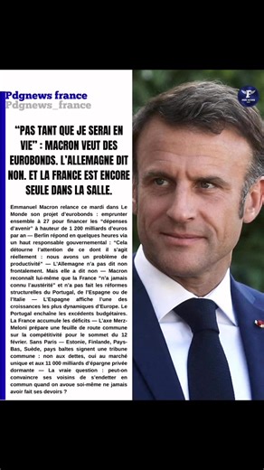 PAS TANT QUE JE SERAI EN VIE” : MACRON VEUT DES EUROBONDS. L’ALLEMAGNE DIT NON. ET LA FRANCE EST ENCORE SEULE DANS LA SALLE. ▶️Macron propose 1 200 milliards de dettes communes. L’Espagne reformée. Le Portugal excédentaire. La France ? Empêtrée dans sa réforme des retraites. Le timing est catastrophique. Merkel avait dit non jusqu’à sa mort. Elle a fini par céder pour le Covid. Mais là, c’est différent. Parce que cette fois, Paris n’est plus crédible pour demander. Juin 2012. Berlin. Bundestag. 