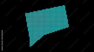 Connecticut digital map. Map of Connecticut in dotted style. Shape of the US state filled with rectangles. Beautiful video.