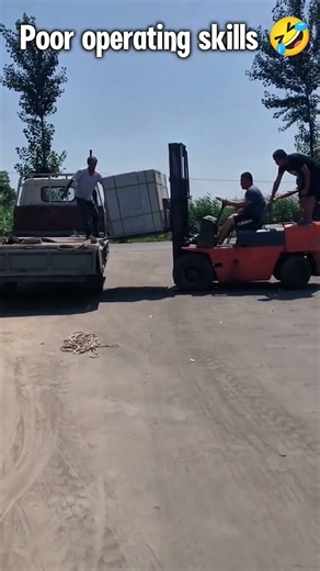 Put the load on the container first, tilt it back, add enough counterweight #forklift #trucking