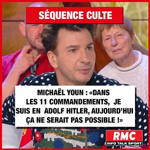"Je suis en Adolf Hilter dans la rue(...) Je pense qu'aujourd'hui ça ne serait plus possible !" Michaël Youn décrit l'un des sketchs du film les 11 commandements et pense qu'elle ne passerait pas aujourd'hui | Grandes Gueules RMC