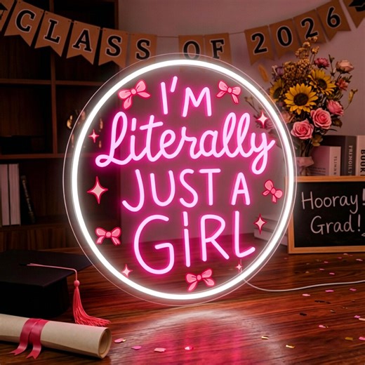 Csutom Girl Neon Sign: Class of 2026 LED Light | Coquette Bow Party Decor | Grad Photo Prop for 2026 Graduation - Etsy