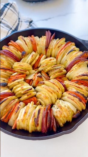 Mandolin Potatoes Garlic Butter Drizzled with Date Molasses #potatorecipe #roasted #easyrecipe