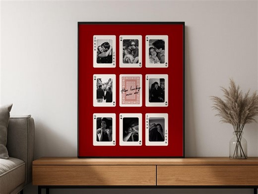 Custom Playing Card Photo Frame, How Lucky Are We Print, Personalized Prints for Him, Anniversary Gift for Boyfriend, Couple DIY Canva - Etsy