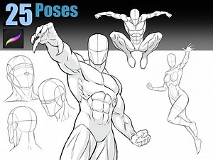 Procreate Pose Pack - 25 Stamps - Superhero Figures - Etsy