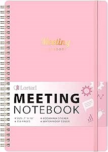 Lortarl Meeting Notebook for Work Organization - 150+ Meeting Notes Notebook for Work, Work Notebooks for Women/Men, Meeting Planner (7”x10”)