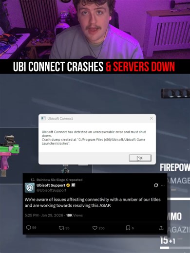 Ubisoft Connect detected an error - Rainbow Six Siege Crashing and R6 down - #RainbowSixSiege #Rainbow6 #R6 #Siege