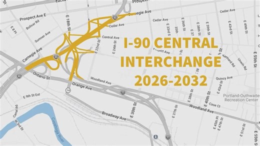 New lane restrictions begin as part of $328M I-90 Central Interchange project in downtown Cleveland