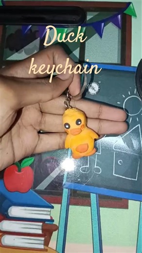 Duck keychain by dry clay#viral #art #craft #clay craft.