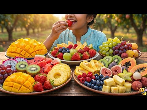 Eating Colorful Fruits 🍉🍓 | Juicy ASMR Mukbang | No Talking | MINMINI FOOD