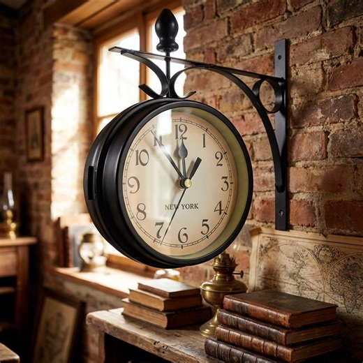 Antique Double Sided Wall Clock Silent Vintage Station Clock Home Decor - Etsy