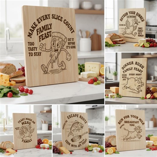Cutting Board SVG Funny SVG Bundle, Charcuterie Engraving Files With Kitchen Humor Vintage Cartoon Designs - Etsy
