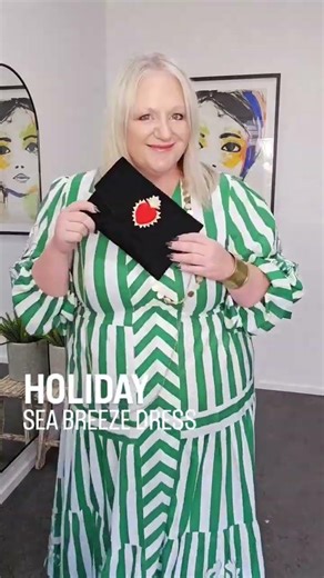 HOLIDAY SEA BREEZE GREEN STRIPE DRESS