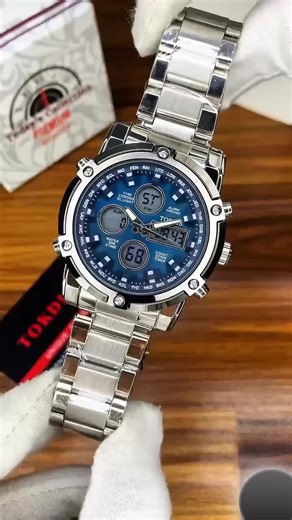 *NEW ARRIVAL AT WATCHE FIESTA* *TOKIDS ORIGINAL WATCHES* *DOUBLE TIME EDITION* *FAMOUS MODEL* *CHINA ASSEMBLED* *WATER RESISTANT* *STAINLESS STEEL CHAIN BRASS CASE WITH DOUBLE PUSH BUTTON LOCK* *WITH DAY & DATE, ALARM, STOPWATCH & ILLUMINATED LIGHT ON DIGITAL SCREEN* *DIFFERENT COLOURS AVAILABLE* *PRICE 5500/= ONLY WITH TODAY'S COLLECTION 📦📦 BOX* #rolex #patekphilippe #franckmuller #luxurywatches #tissot