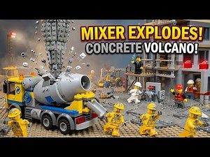 LEGO Cement Mixer Explodes - Concrete Erupts Like Volcano! 🏗️💥 LEGO CITY