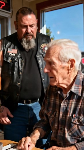 I saw them make the old man leave the diner that morning. Then a biker I’d never seen before pulled up and called him by a name that had been buried for sixty years. What I witnessed next, I’m still not sure I was meant to see. You could feel the whispers cut through the Sunday morning chatter at Murphy’s Diner, sharp as a blade. “Look at that old faker,” one of ‘em said, a man in a crisp golf shirt, nodding toward the corner booth. “Grocery store tattoo, trying to score a free meal.” The man th