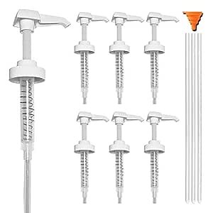 6 Pack Gallon Jug Pump Dispenser 38-400 Syrup Pump for Gallon Jug Dispensing - 7cc Lotion Gallon Shampoo Pump Top Replacement, Fits 1 Gallon Bottle 64oz 128oz Hand Sanitizer Containers, Plus Funnel
