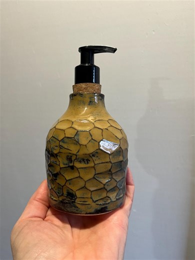 Handmade Ceramic Soap Dispenser – Glazed With Tigers Eye on Stoneware With Cork and Pump - Etsy