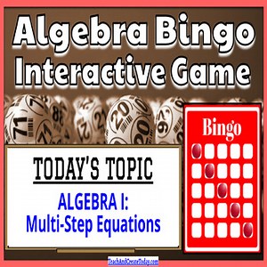 WINTER SALE Algebra 1 Math Bingo Game Multi Step Equations Activity 6