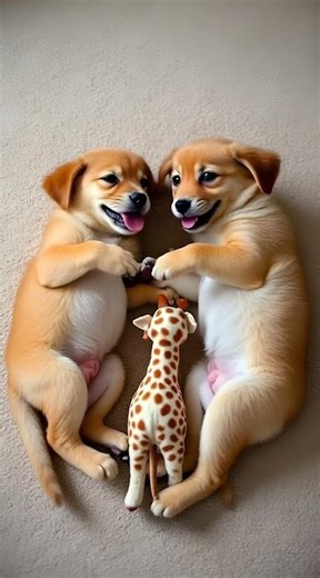 Adorable Puppies & Giraffe Cuddle! 🐶🦒