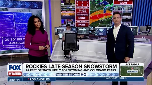 Spring snowfall headed for the Rocky Mountain region