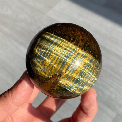 63mm Flash Tiger’s Eye Sphere | Crystal Ball for Meditation & Home Decor - Etsy