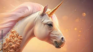 Unicorn with magic background. Created with Generative AI.