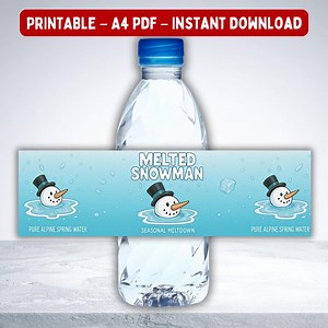 Melted Snowman Water Bottle Labels Printable - Etsy
