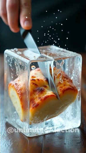 Calzone Frozen in Ice Block – Mesmerizing Food Freeze Experiment!