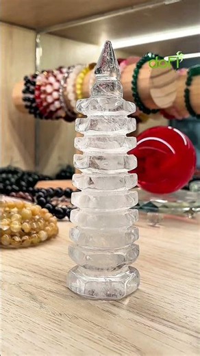 Tháp văn xương thạch anh trắng thiên nhiên