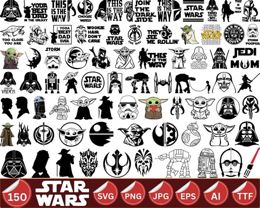 Star Wars Designs SVG, Star Wars Logos, Star Wars Clipart, Star Wars Cut Files, Darth Vader, Yoda Svg, Instant Download, Mandalorian Symbols - Etsy