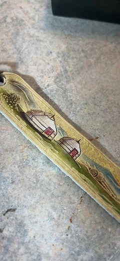 $25 • Vintage unique hand painted leather bookmark Rare and unique hand painted leather bookmark with a western or Indian hut scene and horses. Nice tool leather and frying on the end. Located near 4045 Deerfield Village Dr. 77084 https://www.facebook.com/marketplace/item/1145242500738967/ | Penny Younker