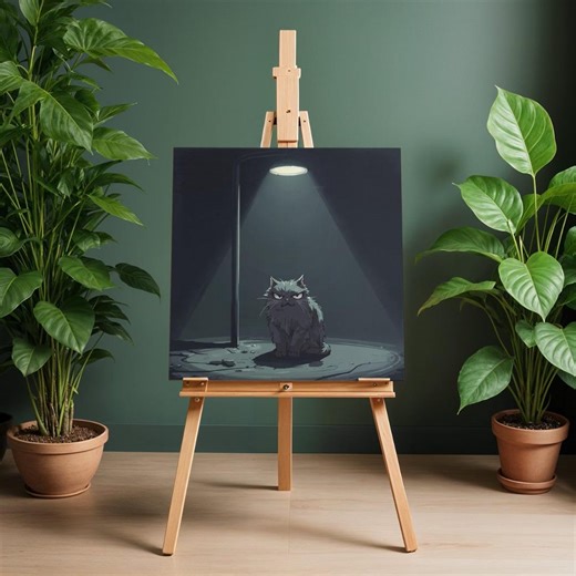 Grumpy Cat Wall Art, Dark Cat Print, Moody Animal Artwork, Gothic Cat Poster, Night Aesthetic Home Decor, Cat Lover Gift - Etsy