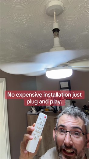 This ceiling fan with led light was so good it sold out everywhere last year so I was not taking any risks and ordered 4 for my house. They just screw into the light fitting no expensive electrician fitting fees. 2 mins and done. Stay Cool & Bright, Zero Wiring Required! Beat the stuffy heat without the hassle of hiring an electrician. Our Modern Ceiling Fan With LED Light is the ultimate 2-in-1 solution that turns any standard E27 light socket into a powerful, cooling breeze and a customisable 