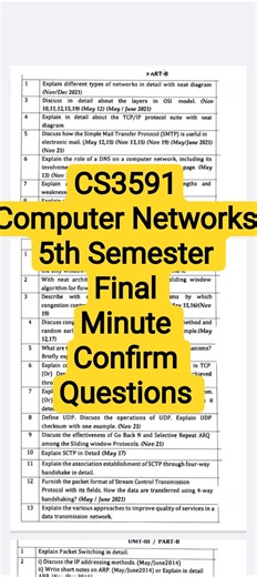 CS3591|Important questions|Computer Networks|Important questions| #annauniversityexam2025
