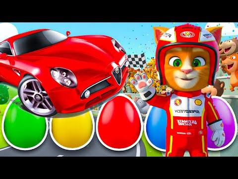 Learn Colors with Racing Cars & Kids Songs 🏎️ Cat Tom’s Speed Race Surprise Eggs!